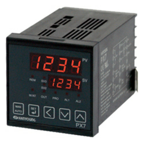 CONTROL Tº DIGITAL 72x72mm, CONF.RELE/SSR/4..20mA.+ALARMA, 100-240VAC In tc-pt100/0-10V,4..20mA PX7_00