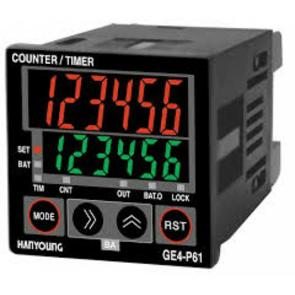 COUNTER/TIMER 48x48mm, 6 DÍGITOS, SALIDA RELÉ, 24-60VDC./AC GE4-P61D