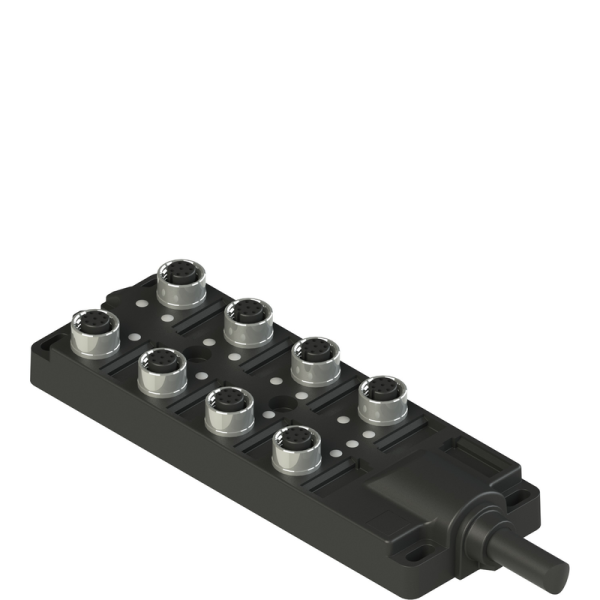 Caja distribución Pizzato 8P M12  8 Puestos.  CABLE 2MTS BC2Z8A1A1AL2