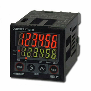 10482A.png COUNTER/TIMER 48x48mm, 6 DÍGITOS, SALIDA RELÉ, 100-240VAC.2 SET POINT GE4-P62A