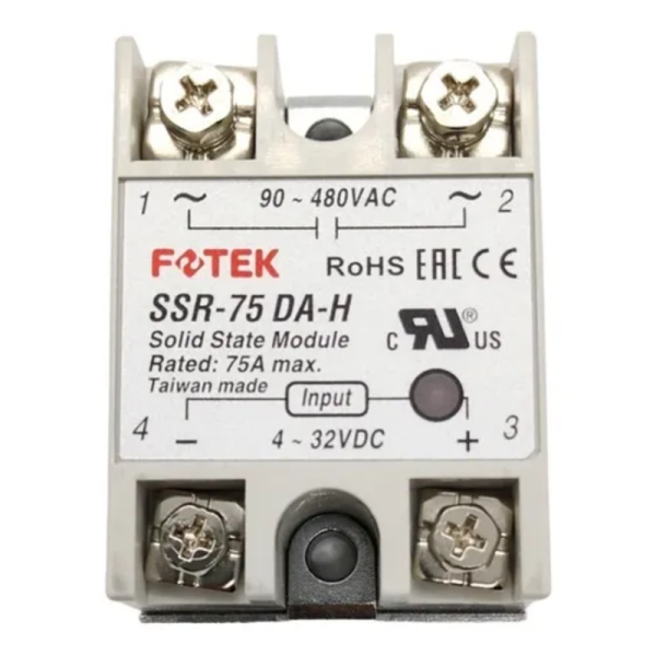 SSR DC/AC IN:3-32VDC/OUT:90-480VAC 75A  FOTEK SSR75DA-H