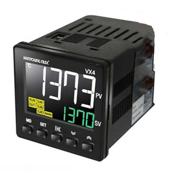 CONTROL Tº LCD 48x48mm, In universal, Salida RELÉ+1 ALARMA, 24VDC  IP65 VX4-UMMD-A1