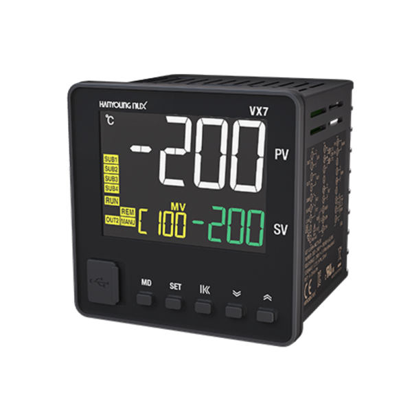 CONTROL Tº LCD 48x48mm, In universal, Salida SSR+1 ALARMA, 24VDC  IP65 VX4-USMD-A1