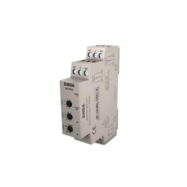 TEMPORIZADOR ANALOGO MULTIFUNCION, 0,1s-10H, ALIM:90-250VAC, SAL.RELÉ, MONT.RIEL ATP02-1R-UV