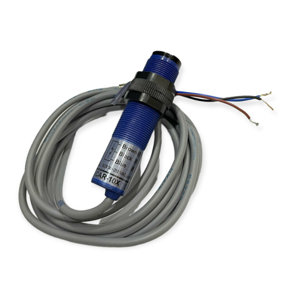 SENSOR OPTICO M18 ALC: 10CM, ALIM: 90-250VAC, CABLE 2 MTS, 3 HILOS NO CAR-10X