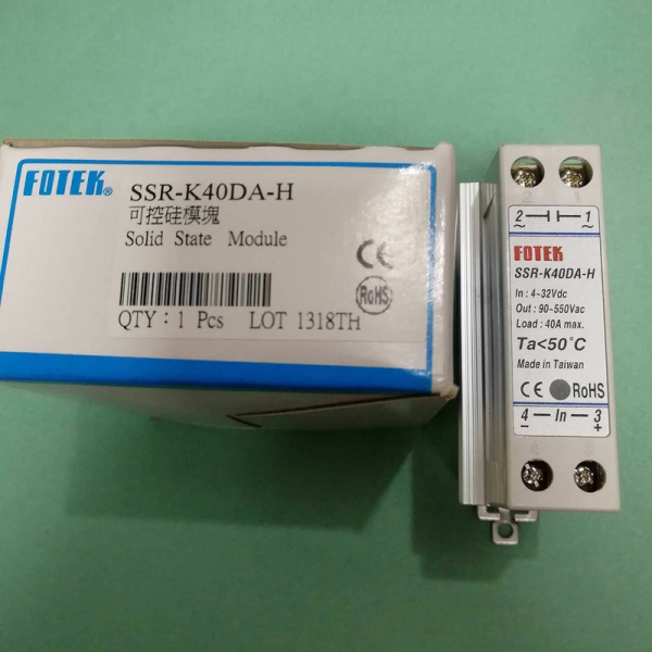 SSR A RIEL DIN DC/AC IN:3-32VDC/OUT:90-480VAC 40A FOTEK SSR-K40DA-H