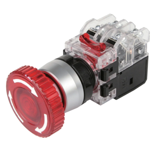 PARADA DE  EMERGENCIA Z40. 22mm 1NO+1NC HANYOUNG LED 24VDC