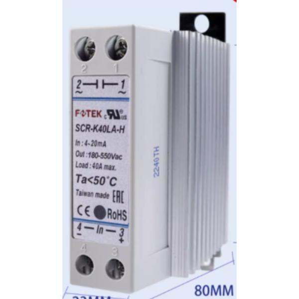 SSR RIEL DIN IN 4..20mA / OUT180-550VAC  40AMP MAX SCR-K40LA-H FOTEK